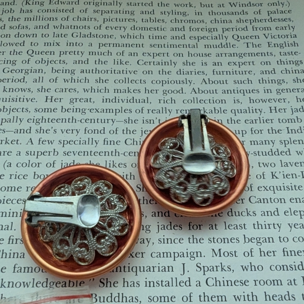 Copper Button Earrings - Picture 3 of 6
